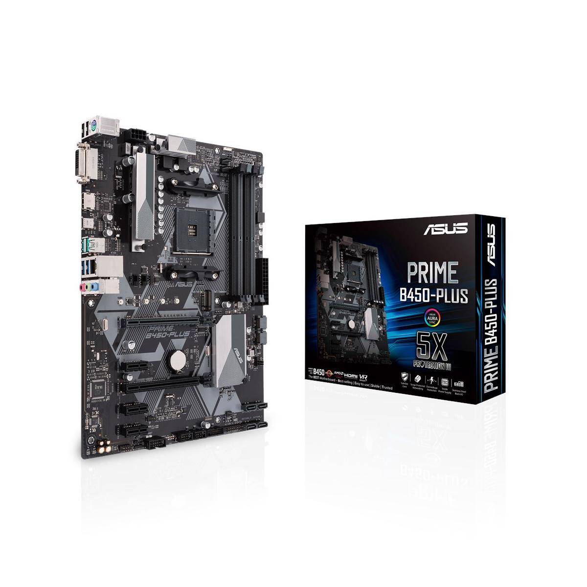 Asus Prime B450-Plus Mainboard Attacco (PC) AMD AM4 Fattore di forma (dettagli) ATX Chipset della scheda madre AMD® B450-5