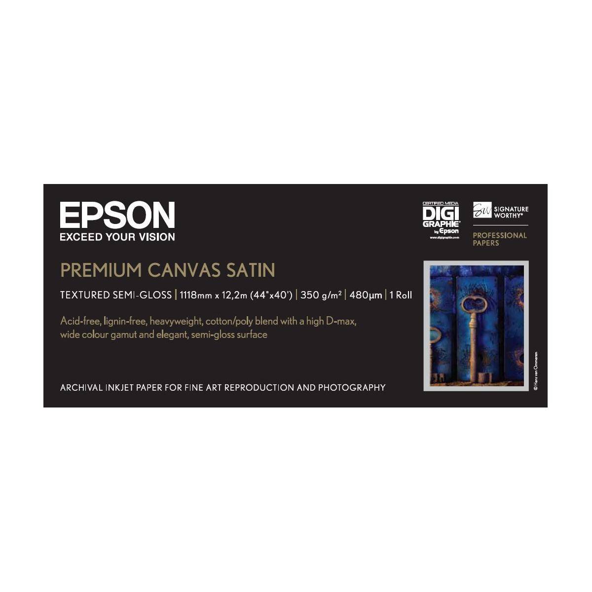 Epson Premium Canvas Satin, in rotoli da 111,8cm (44'') x 12,19m.-2