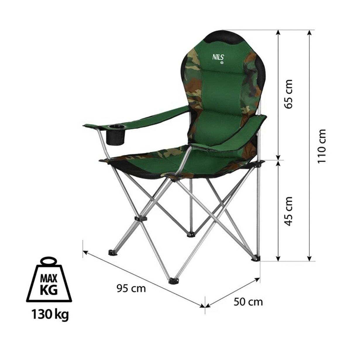 Sedia da campeggio NILS NC3080 – Sedia da esterno pieghevole, sedia da pesca con borsa per il trasporto, verde scuro-1