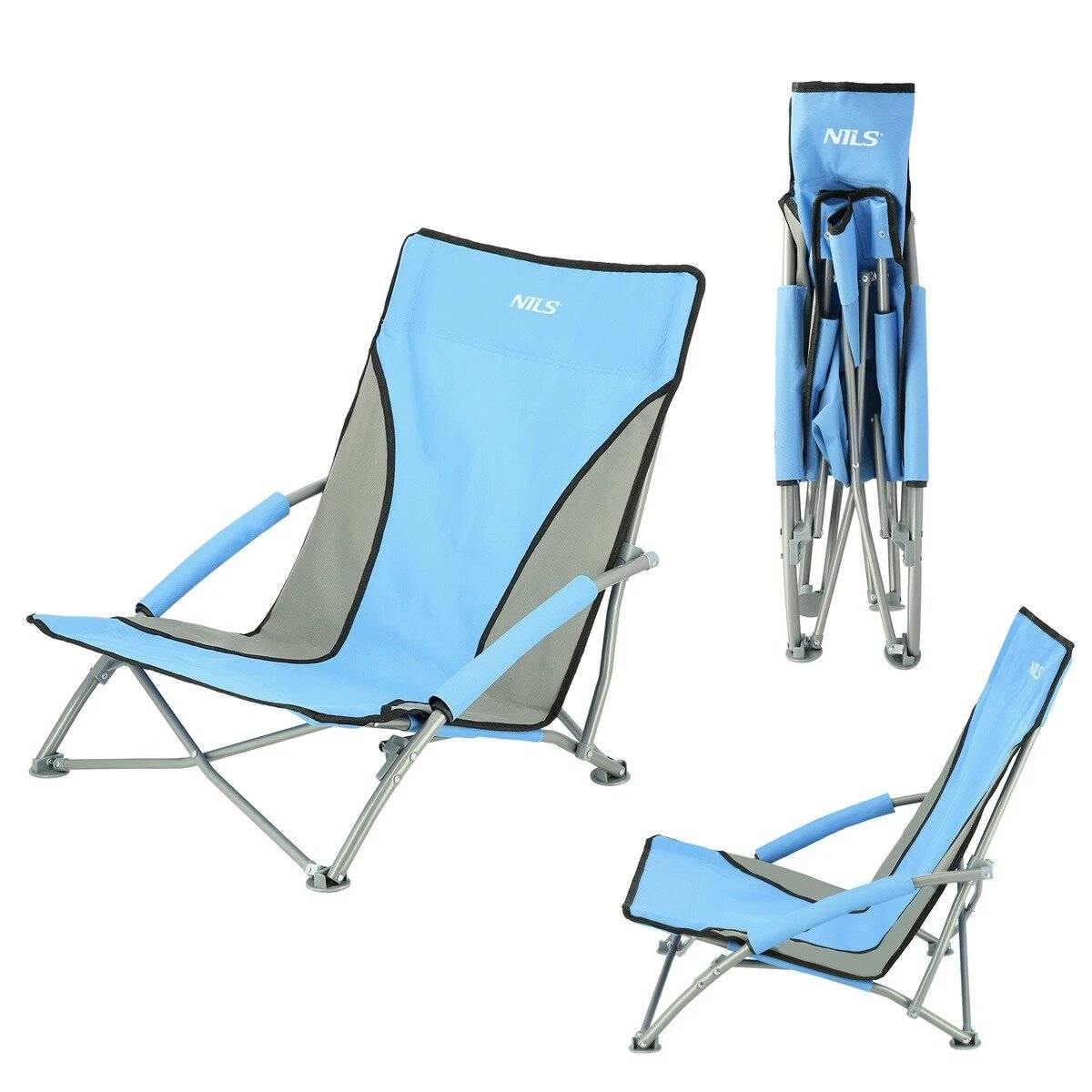 Sedia da campeggio NILS CAMP NC3035 – Sedia pieghevole da esterno con borsa per il trasporto, colore azzurro-0