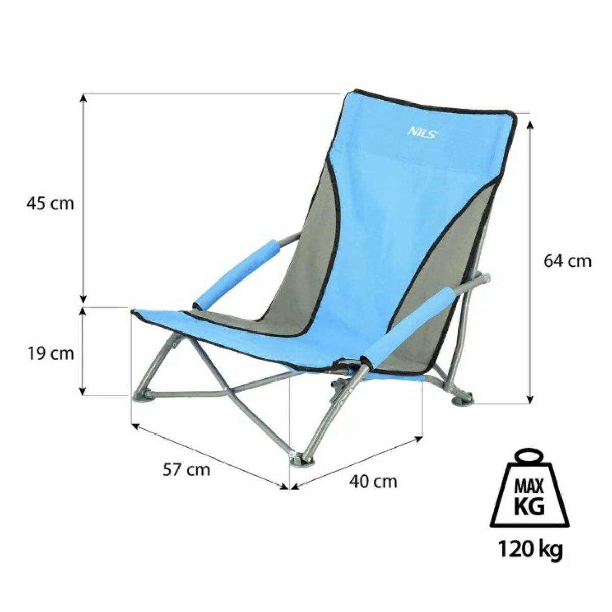 Sedia da campeggio NILS CAMP NC3035 – Sedia pieghevole da esterno con borsa per il trasporto, colore azzurro-1