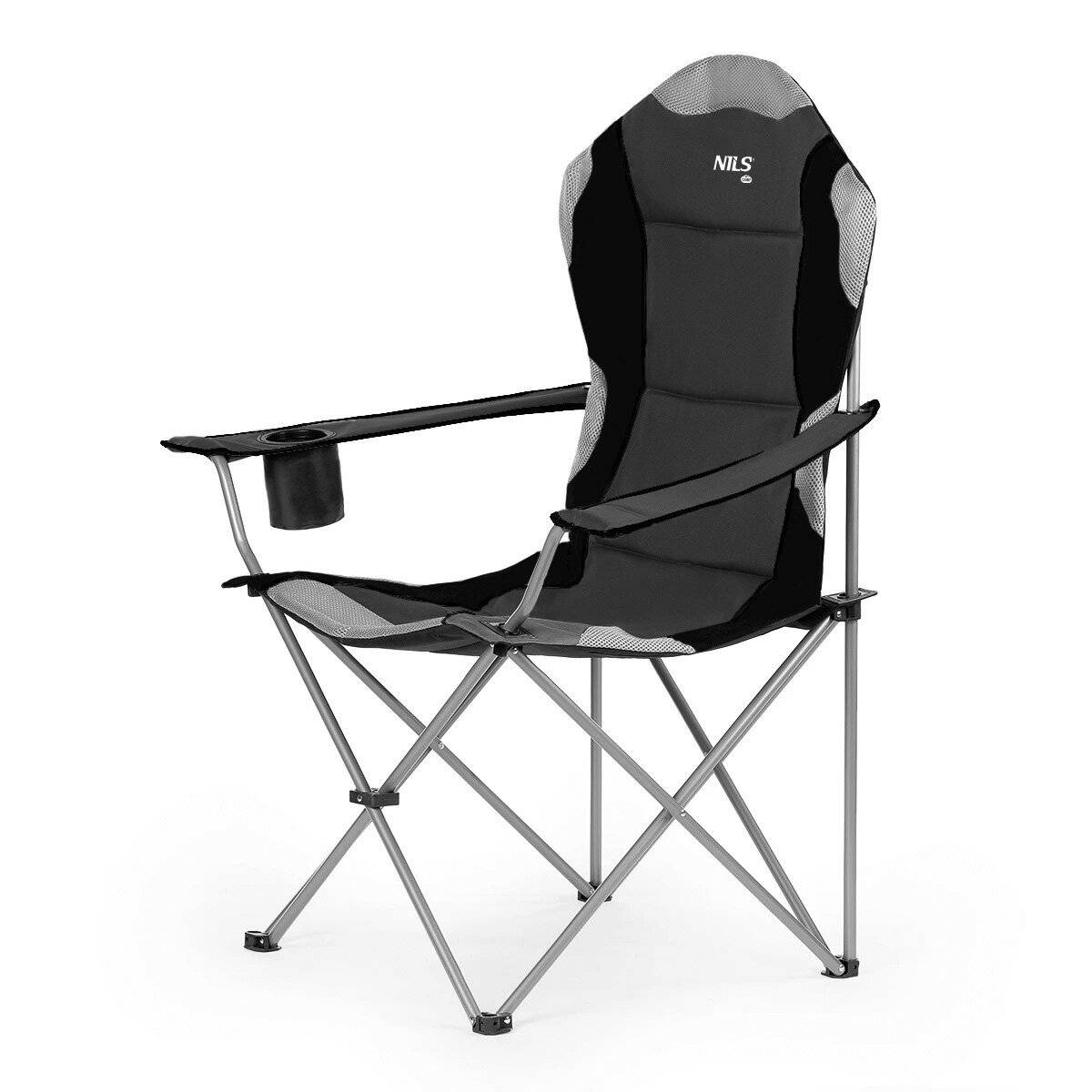 Sedia da campeggio NILS NC3080 – Sedia da pesca pieghevole per esterni con borsa per il trasporto, grigio scuro-1