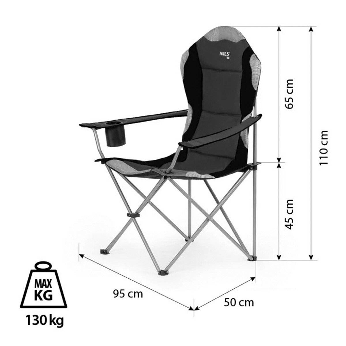 Sedia da campeggio NILS NC3080 – Sedia da pesca pieghevole per esterni con borsa per il trasporto, grigio scuro-2
