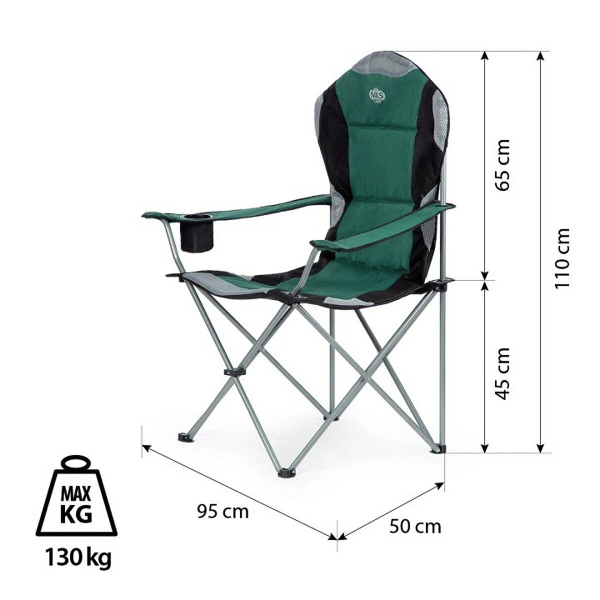 Sedia da campeggio NILS NC3080 – Sedia da esterno pieghevole, sedia da pesca con borsa per il trasporto, verde-2