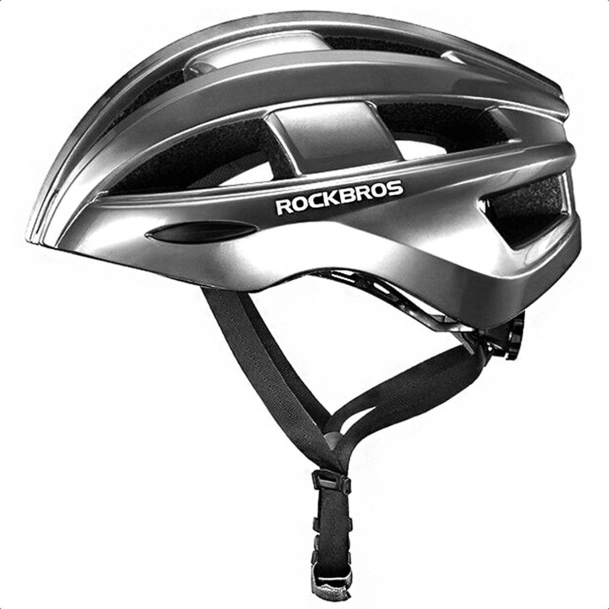 Casco da bicicletta Rockbros ZK-013TI con LED, taglia universale 55-60 cm, grigio-0