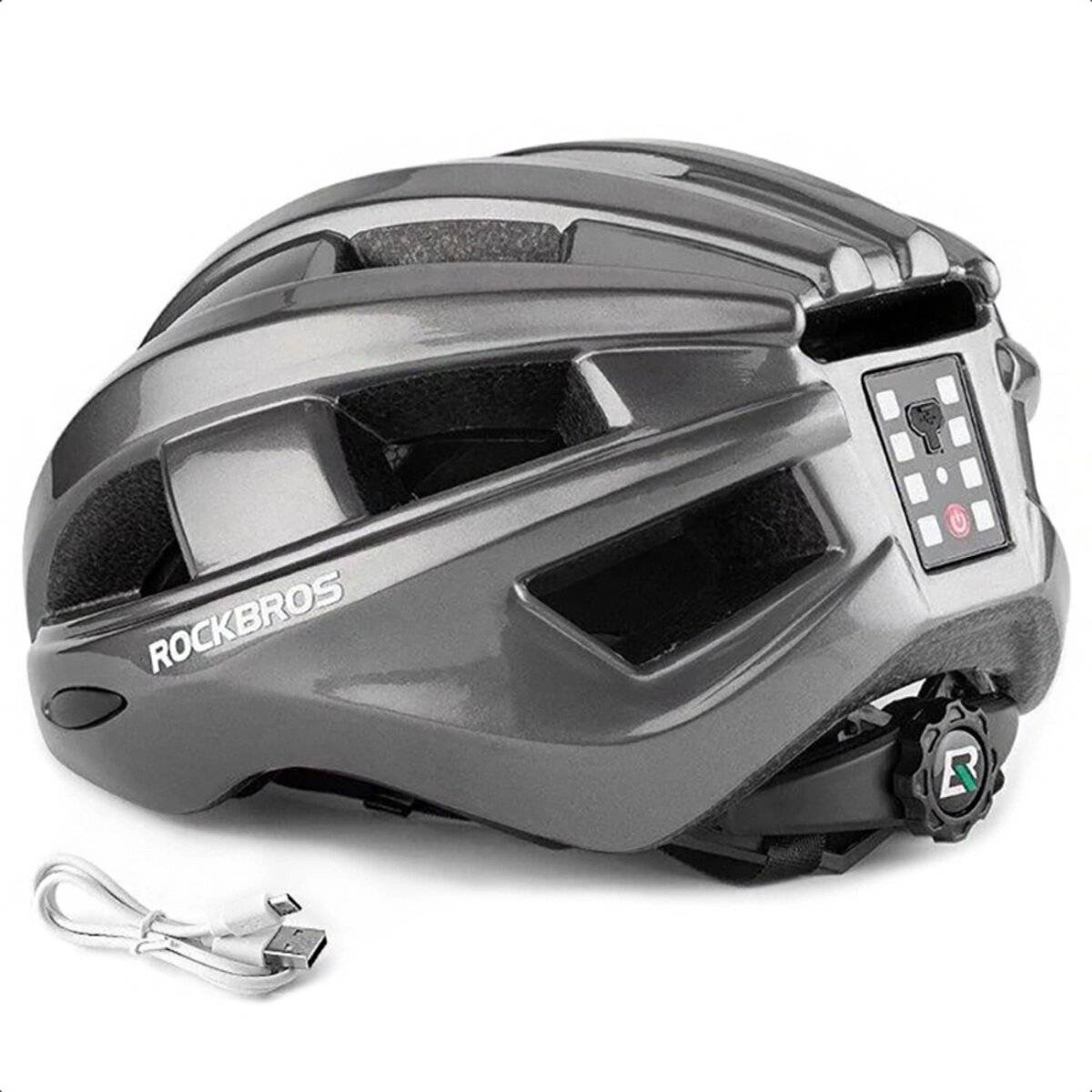 Casco da bicicletta Rockbros ZK-013TI con LED, taglia universale 55-60 cm, grigio-1