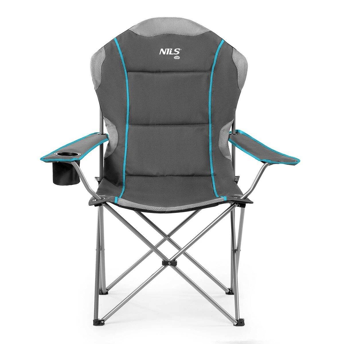 Sedia da campeggio NILS NC3080 – Sedia da esterno pieghevole, sedia da pesca con borsa per il trasporto, grigio chiaro-0