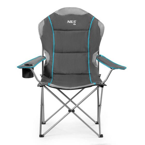 Sedia da campeggio NILS NC3080 – Sedia da esterno pieghevole, sedia da pesca con borsa per il trasporto, grigio chiaro