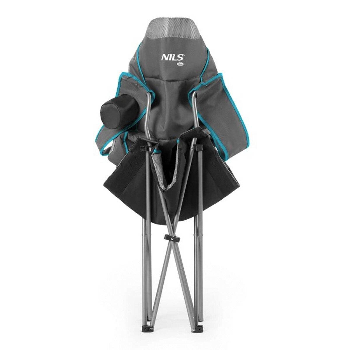 Sedia da campeggio NILS NC3080 – Sedia da esterno pieghevole, sedia da pesca con borsa per il trasporto, grigio chiaro-2