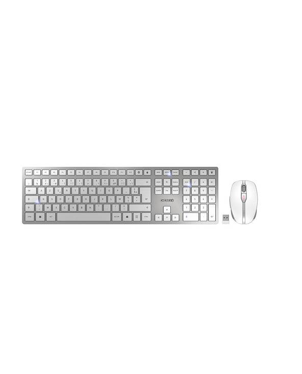 CHERRY DW 9100 SLIM tastiera Mouse incluso Universale RF senza fili + Bluetooth AZERTY Francese Argento-0