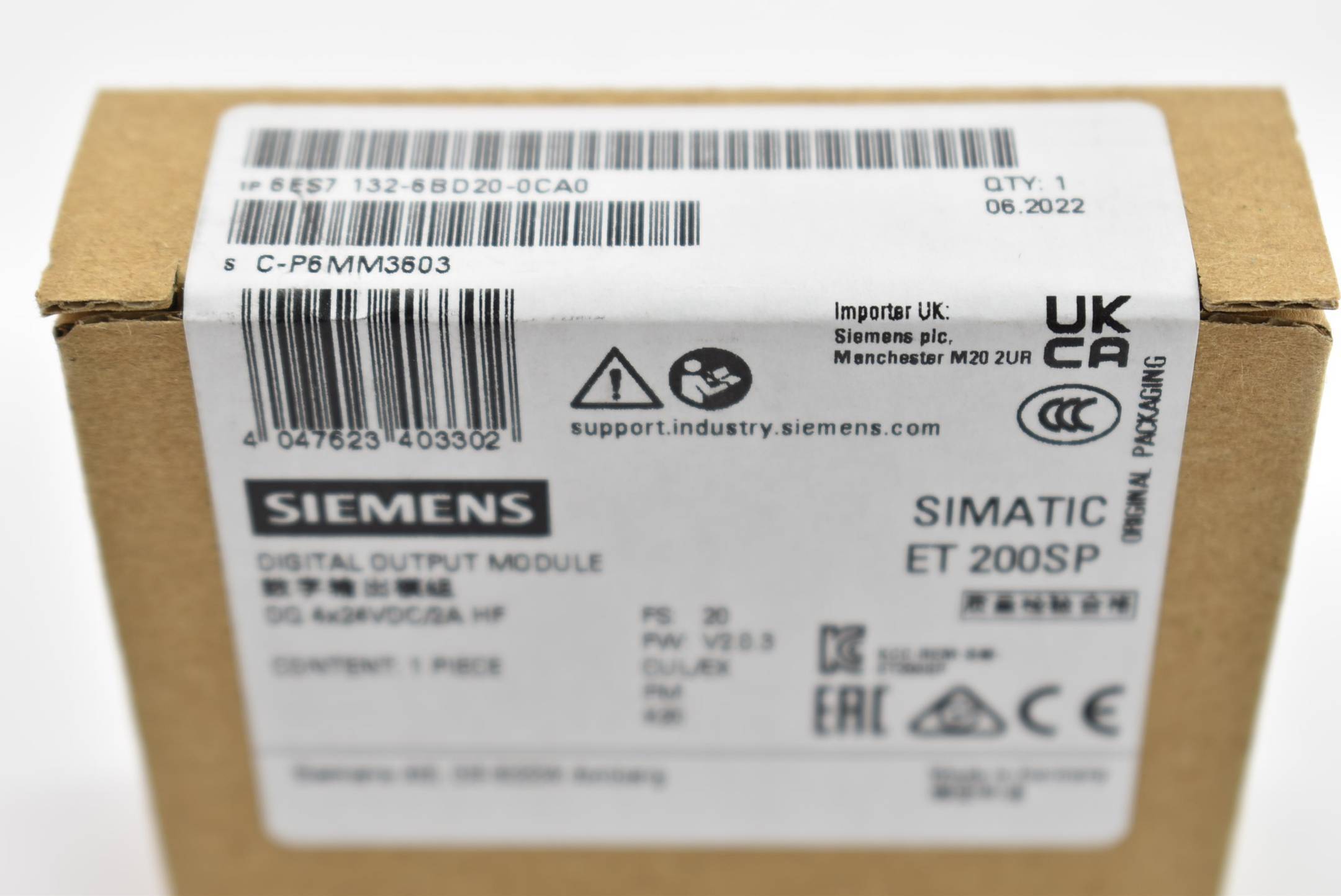 Siemens 6ES7132-6BD20-0CA0 - SIMATIC ET 200SP, modulo di uscita digitale, DQ 4x 2-1