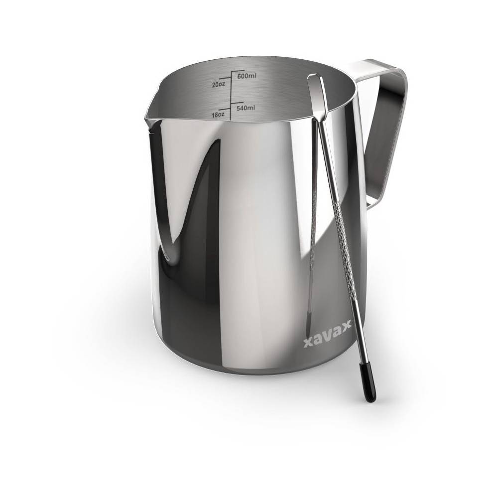 Xavax Barista-Milchkännchen mit Latte Art Pen, Edelstahl, 600 ml, Silber (00111280)-0
