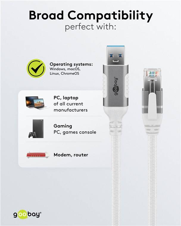 Goobay Cavo Ethernet da USB-A 3.0 a RJ45, 1,5 m 1.5 m collega router, modem o switch di rete alla porta USB-A di un lapt-4