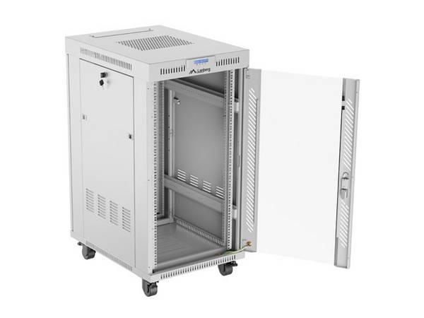 Lanberg 19" 600x800 Rack Einbauschrank Glastür grau - Rack
