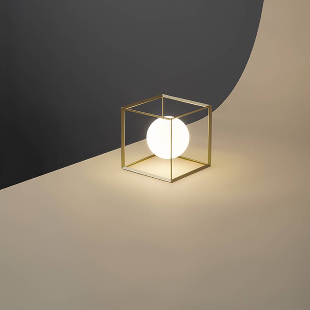 Lampada Da Scrivania In Metallo Industrial Cube Oro 1 Luce-0