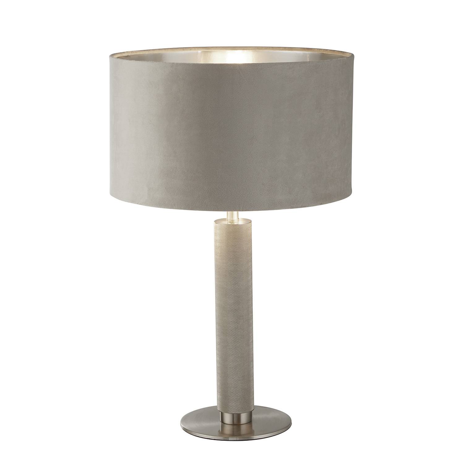 Lampada Scrivania Contemporanea Londra Acciaio Ottone Velluto Tortora 1 Luce E27-0