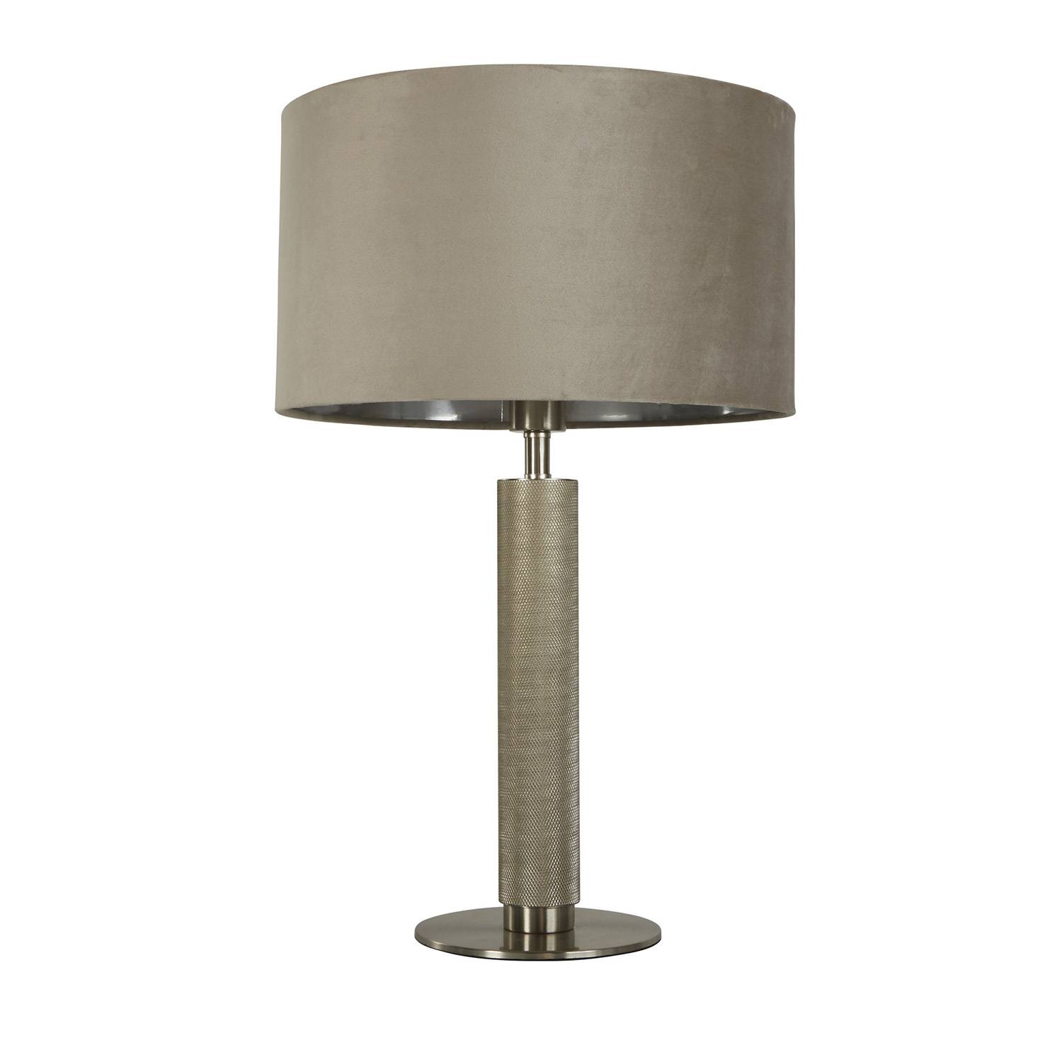 Lampada Scrivania Contemporanea Londra Acciaio Ottone Velluto Tortora 1 Luce E27-1