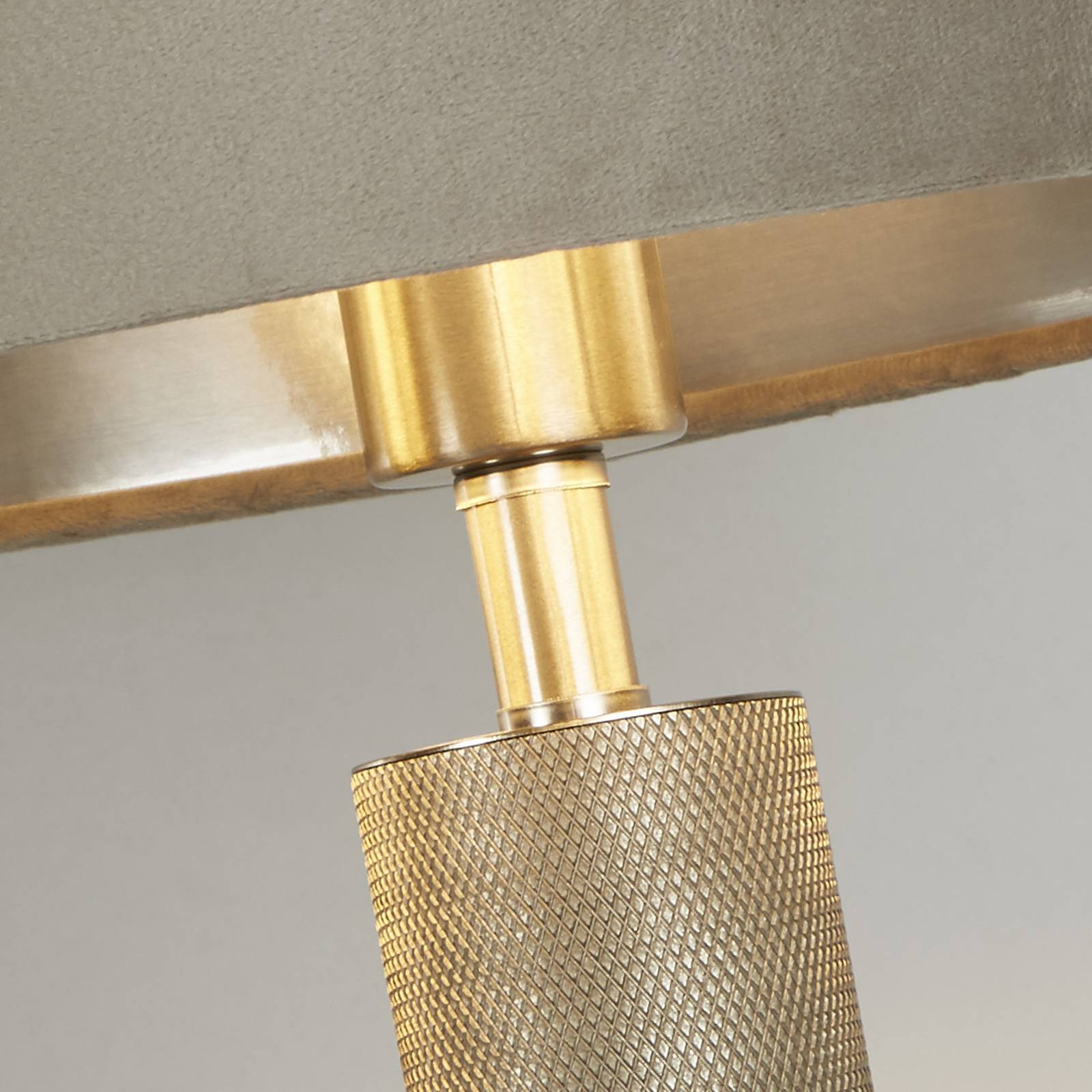 Lampada Scrivania Contemporanea Londra Acciaio Ottone Velluto Tortora 1 Luce E27-2