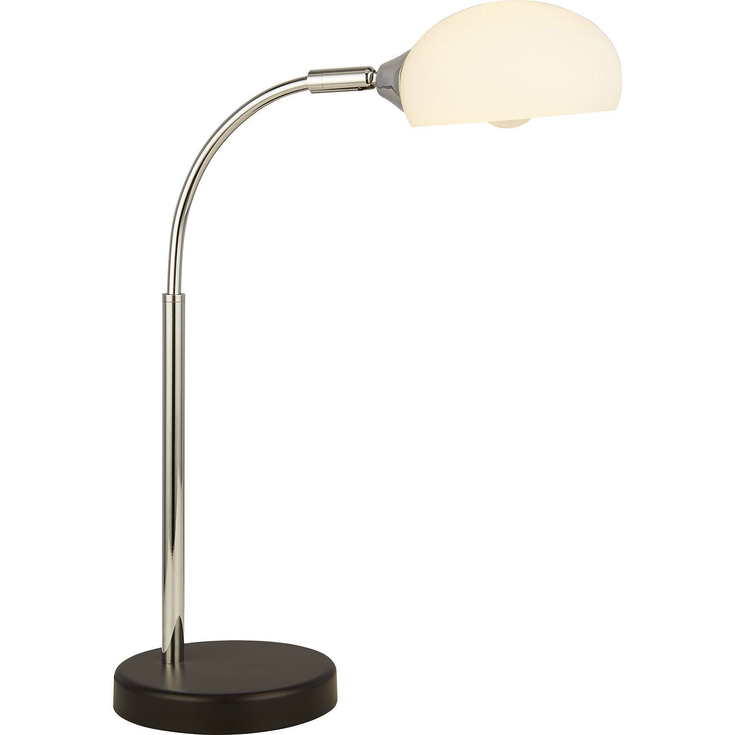 Lampada Da Scrivania Contemporanea Astro Acciaio Cromo Vetro Bianco 1 Luce E14-0