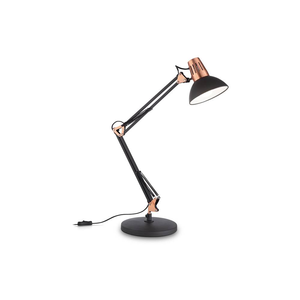 Lampada Da Scrivania-Ufficio Moderna Wally Metallo Nero E Rame 1 Luce E27-0