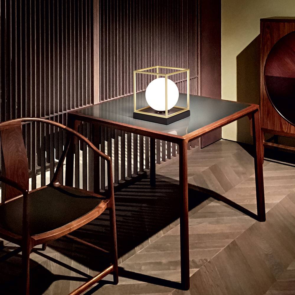 Lampada Da Scrivania Contemporanea Lingotto Metallo Ottone 1 Luce E14-1