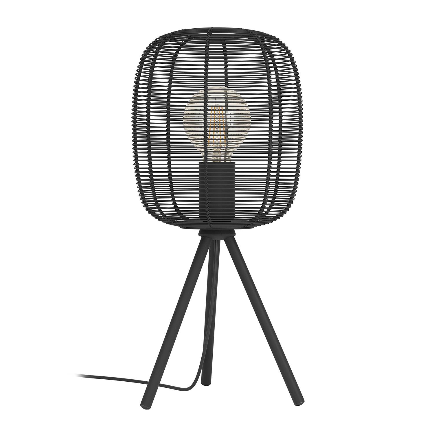 Lampada Da Tavolo Vintage Rinroe Acciaio Nero 1 Luce E27-0