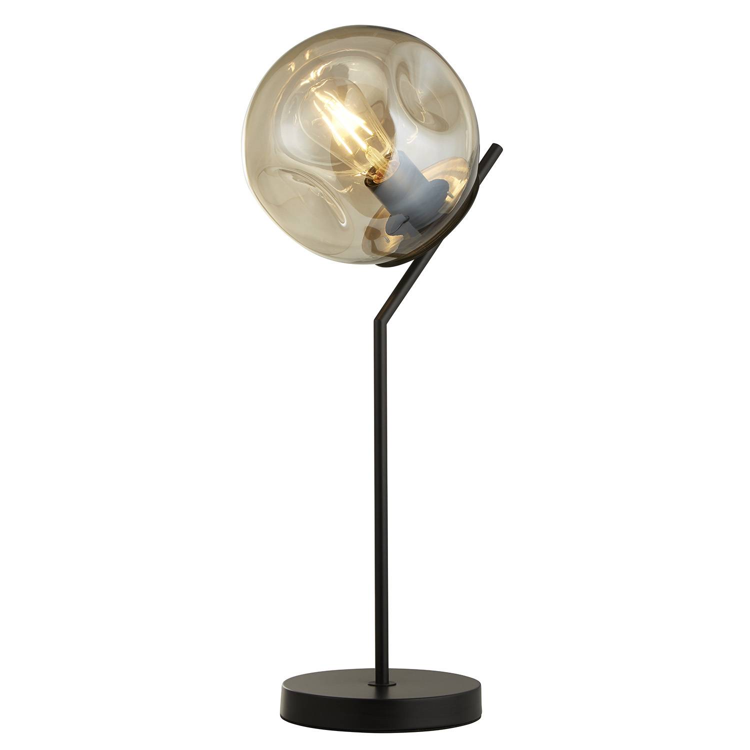 Lampada Da Scrivania Contemporanea Punch Acciaio Nero Vetro 1 Luce E27-0