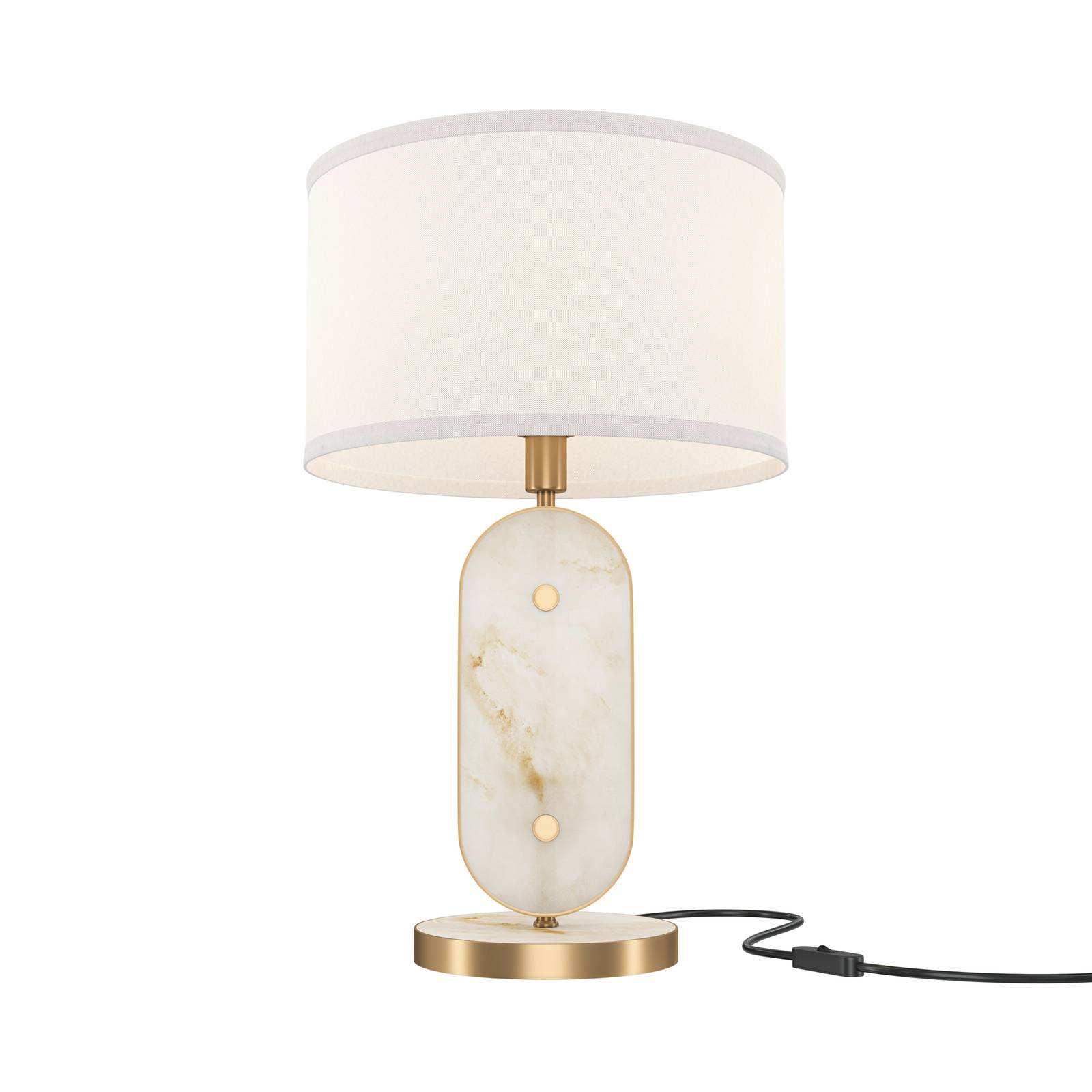 Lampada Da Tavolo Moderna Marmo Metallo Oro Paralume Tessuto 1 Luce E27 40W-0