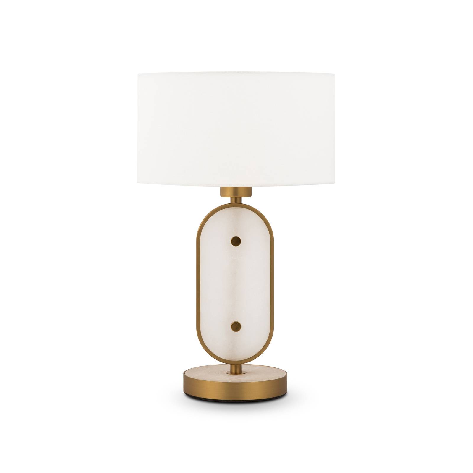 Lampada Da Tavolo Moderna Marmo Metallo Oro Paralume Tessuto 1 Luce E27 40W-1