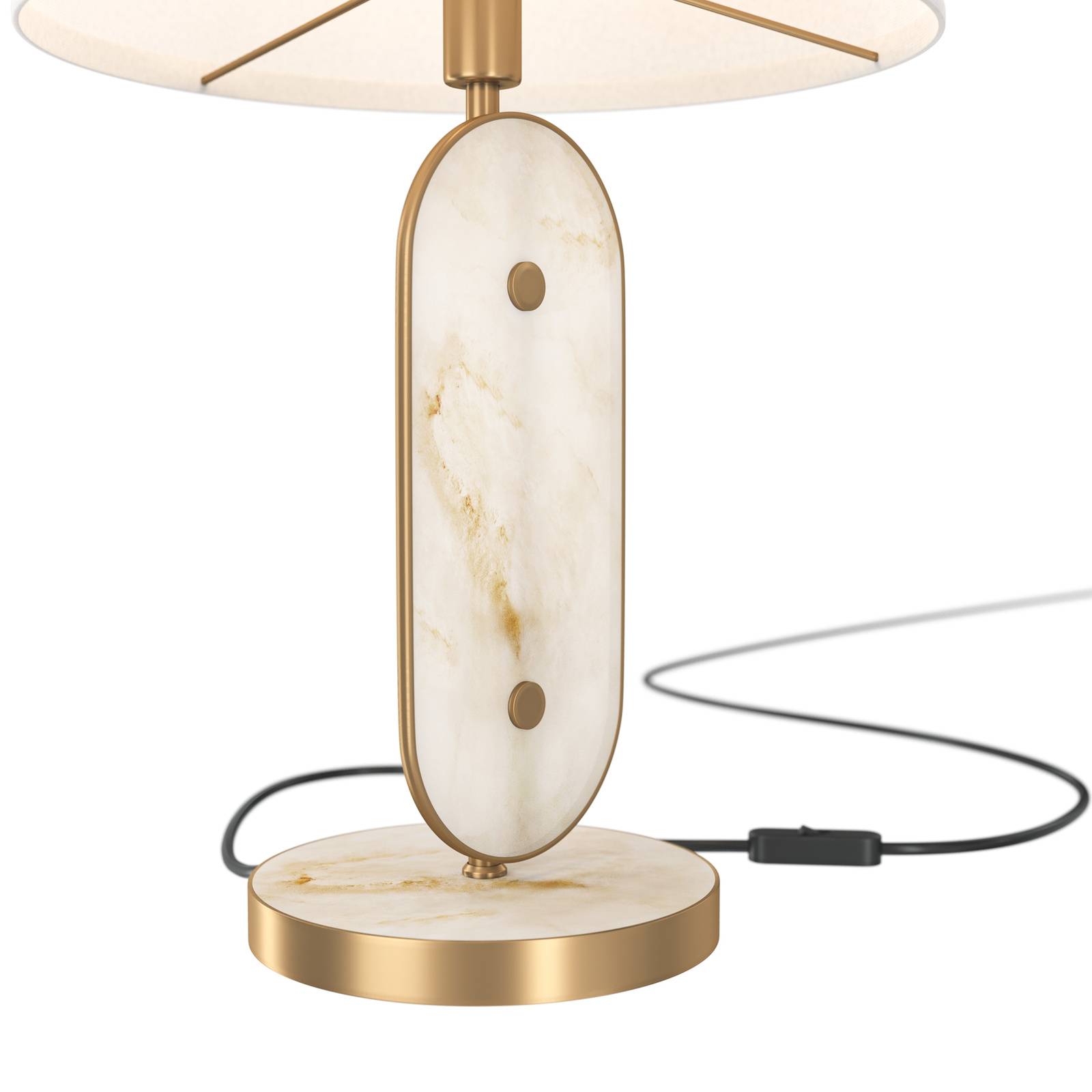 Lampada Da Tavolo Moderna Marmo Metallo Oro Paralume Tessuto 1 Luce E27 40W-2