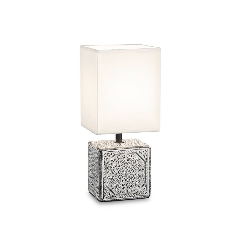 Lampade Da Scrivania Shabby Chic - Provenzale Kali'-1 Metallo Bianco 1 Luce E14-0