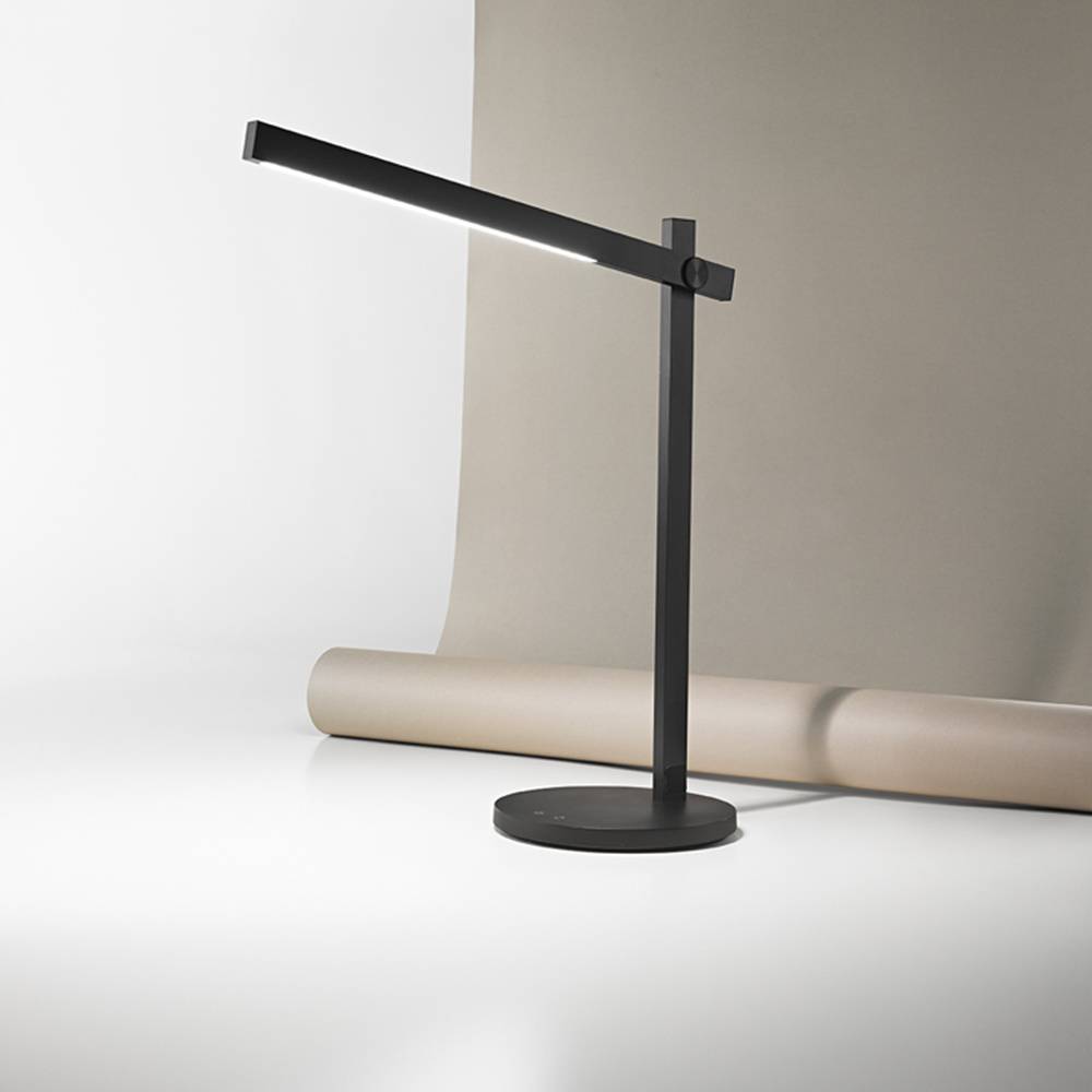 Lampada Da Scrivania Moderna Ruler Nero Led-0