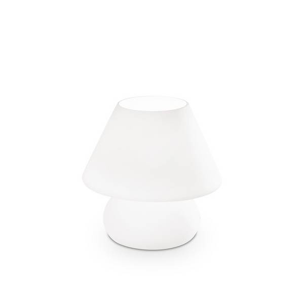 Lampada Da Scrivania-Ufficio Moderna Prato Vetro Bianco 1 Luce E27 Small