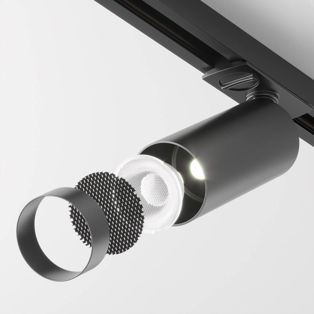 Faretto Per Binario Focus Led Clip Moderno Alluminio Nero 1 Luce Naturale-1