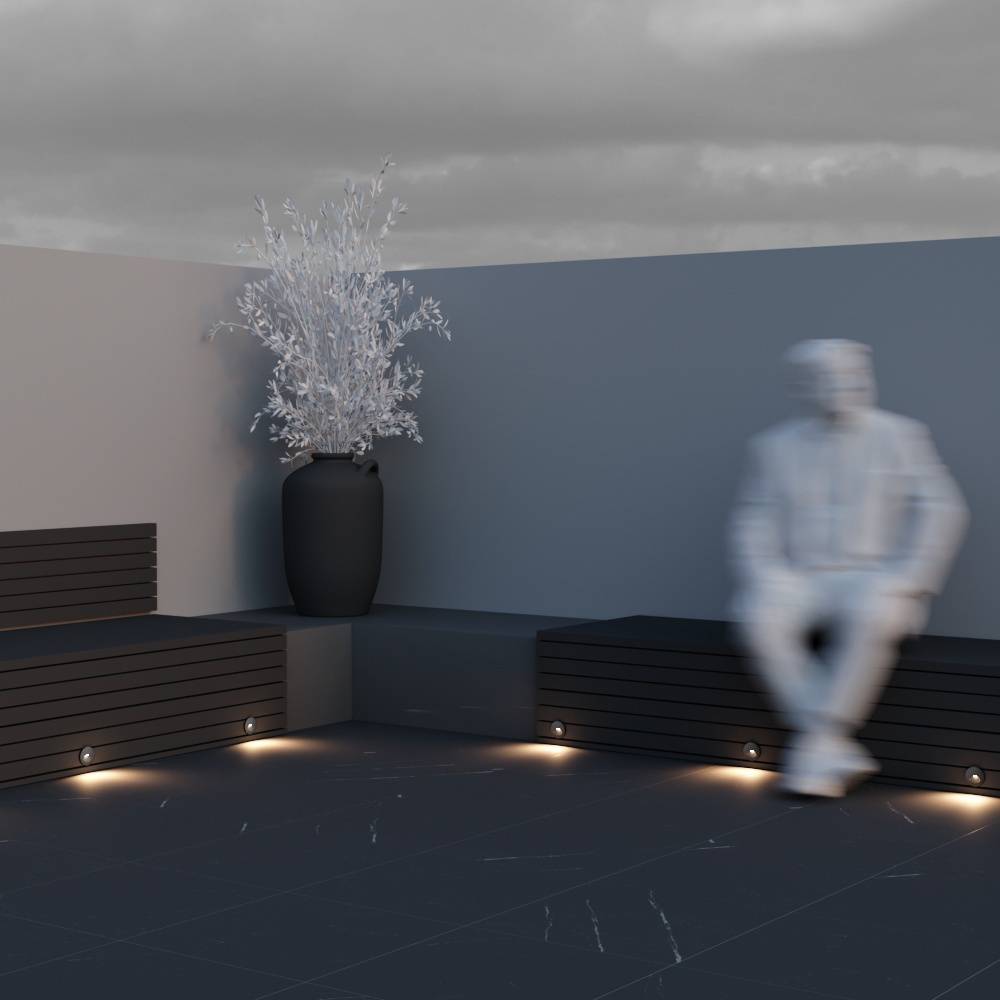 Segnapasso Moderno Per Esterno Alluminio Nero Luce Led 3W Ip54-3