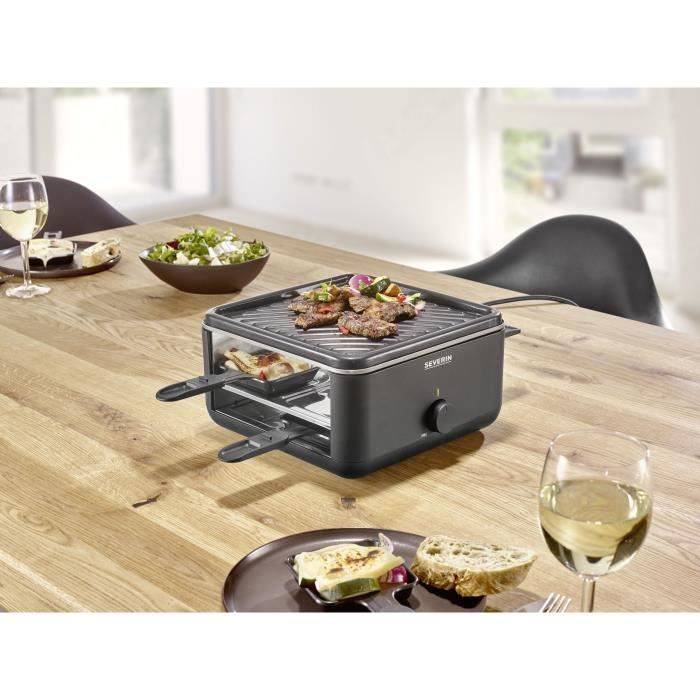 Griglia per raclette - SEVERIN - RG2360 - 4 persone. - Compatto - Piatto 24 x 24 cm - Include 4 padelle e spatole - Nero-2
