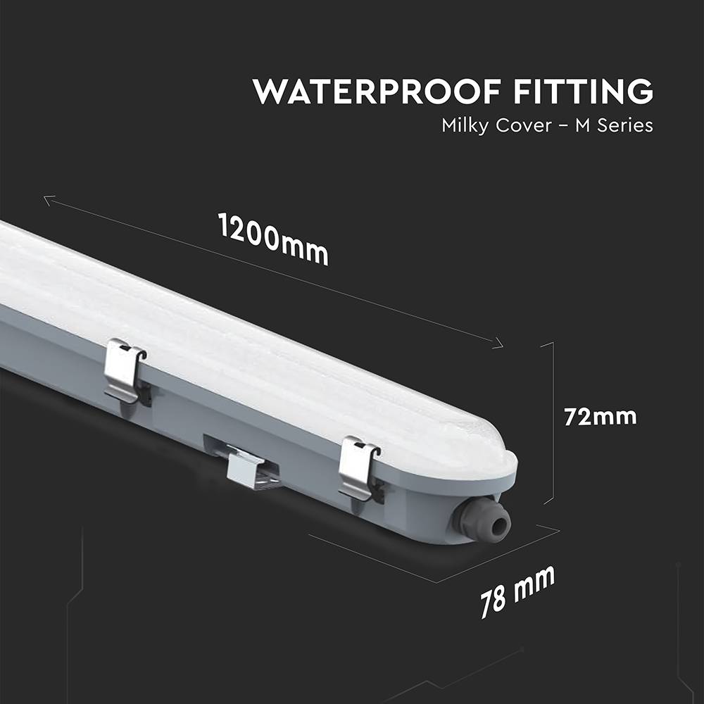 V-TAC Plafoniera LED Impermeabile 36W Collegabile Batteria Emergenza 120cm 6500K-3