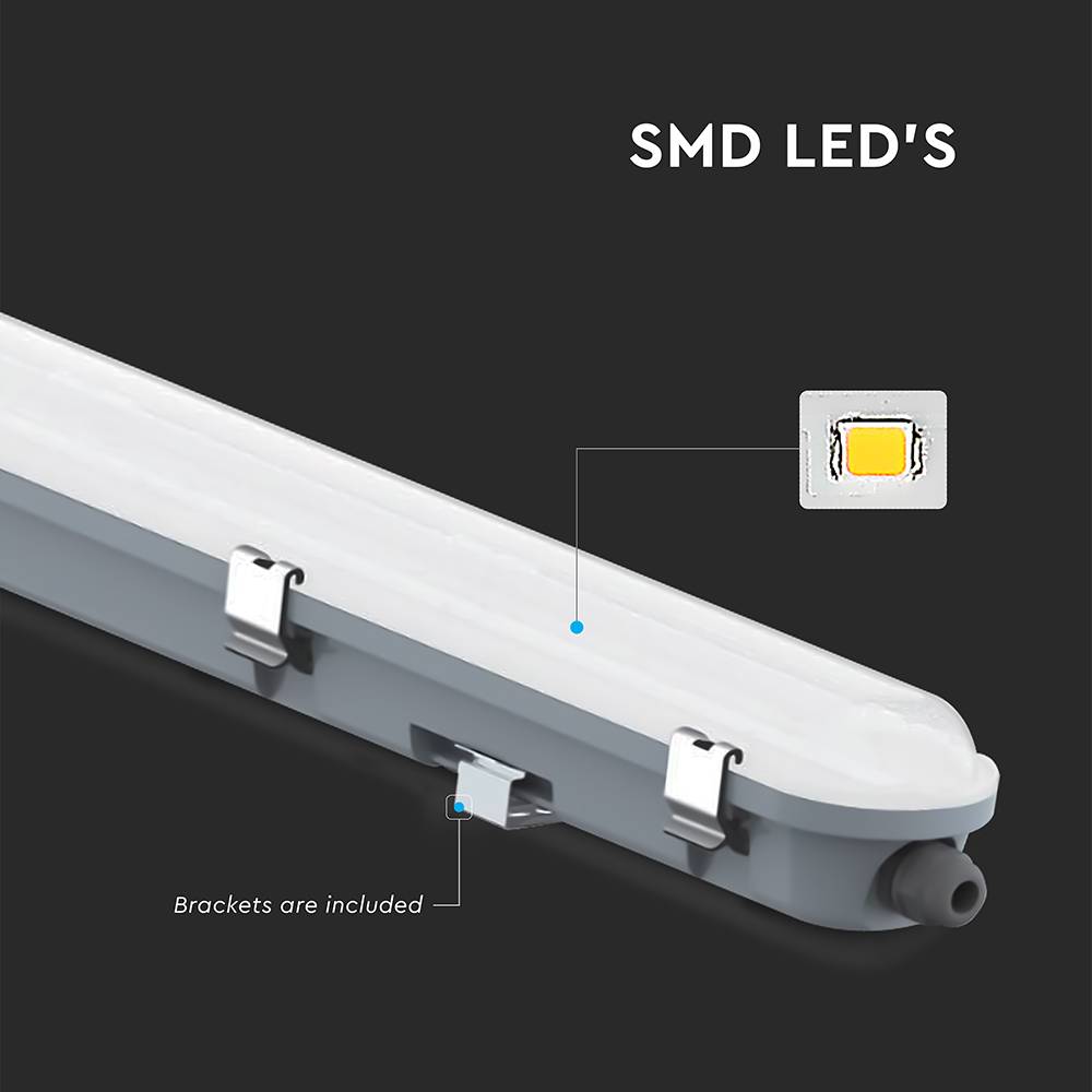 V-TAC Plafoniera LED Impermeabile 36W Collegabile Batteria Emergenza 120cm 6500K-4