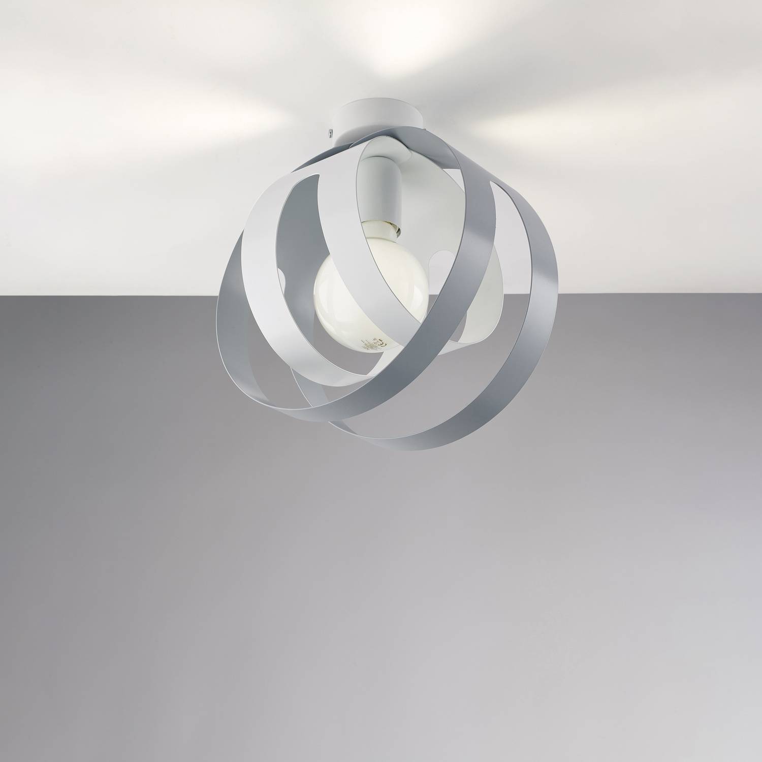 Plafoniera 1 Luce Tobias Ferro Laccato Bianco E Grigio Taglio Laser-1