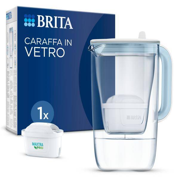Brita Caraffa in vetro Light Blue [2.5L] incl. 1x filtro MAXTRA PRO All-in-1 - Caraffa di design premium, coperchio riba-0