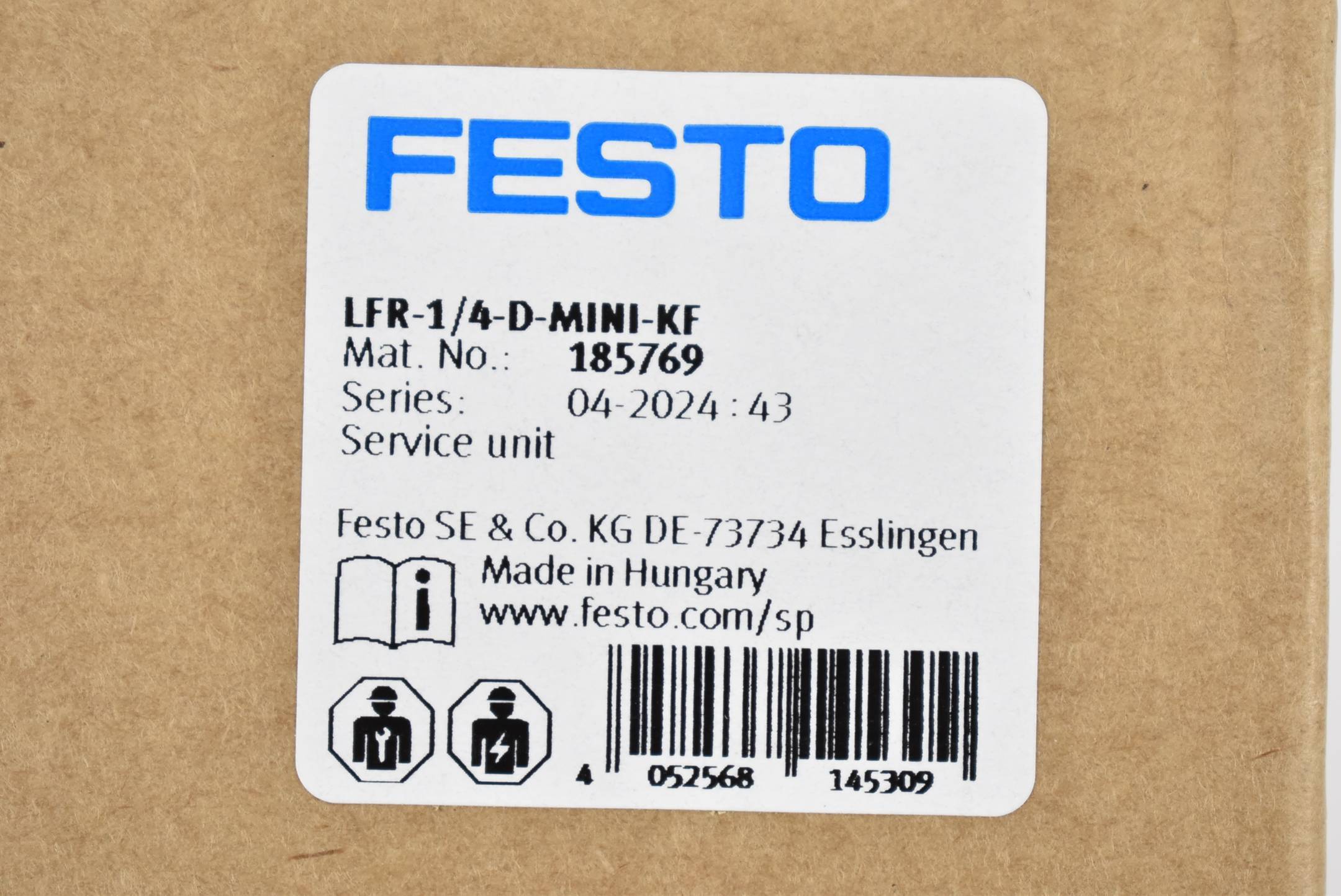 FESTO 185769 LFR-1/4-D-MINI-KF Unità di manutenzione aria Aria compressa, Gas inerti Pressione max 16 bar-2