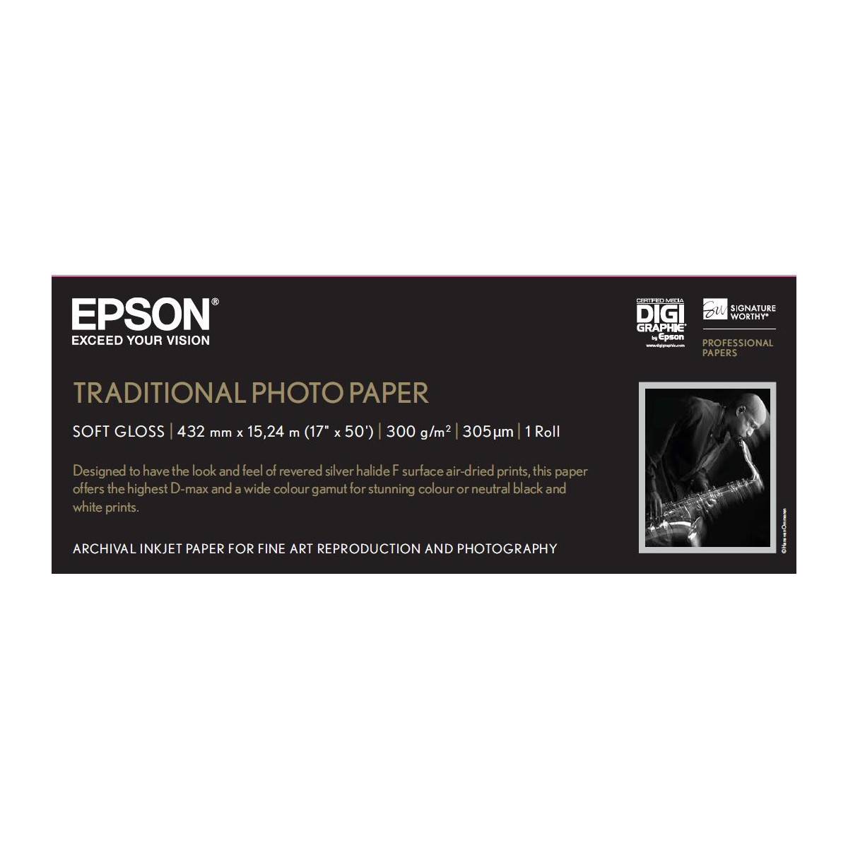 Epson Traditional Photo Paper, in rotoli da 43,18cm (17'') x 15m-2