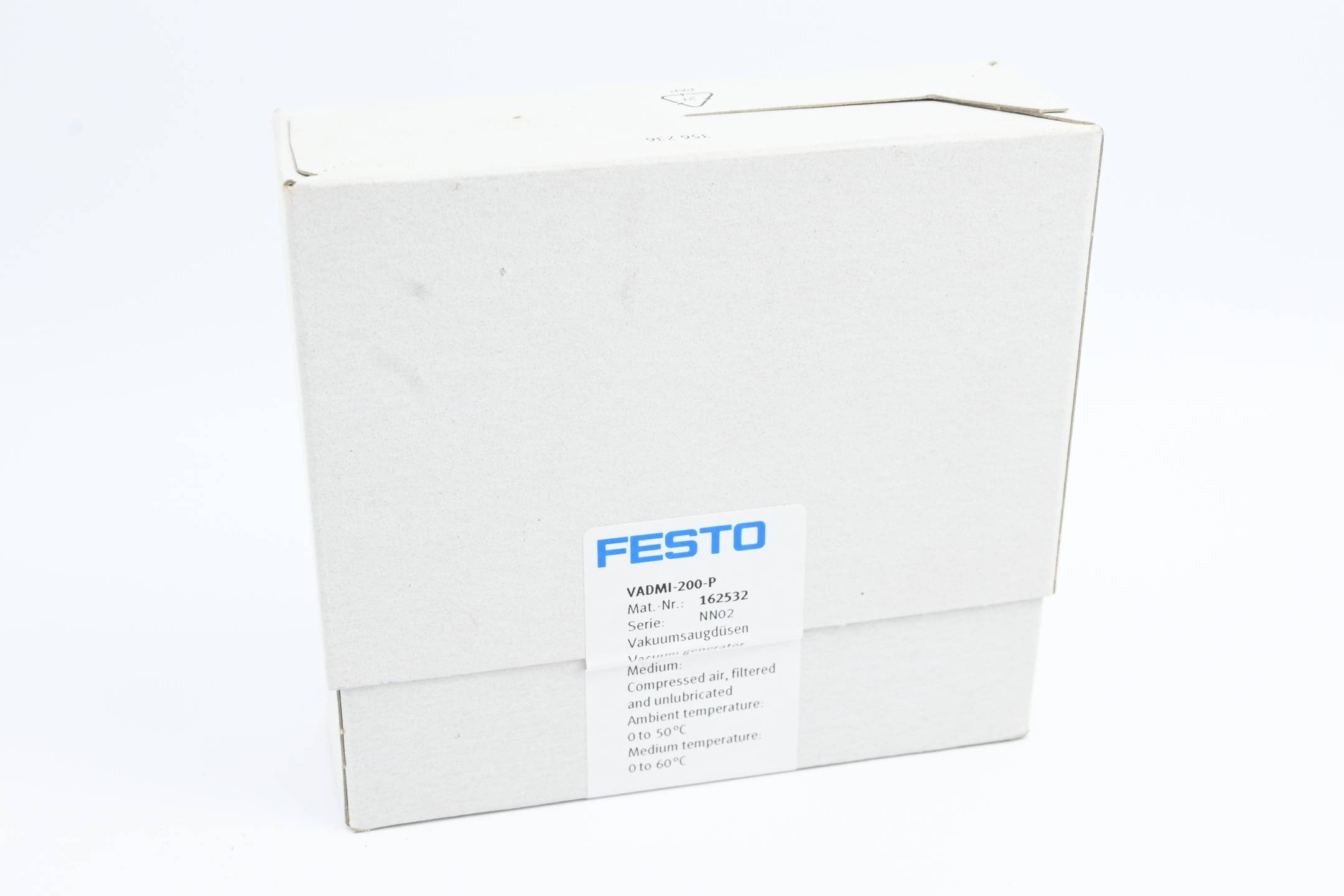 FESTO Generatore di vuoto VADMI-200-P 162532 26.4 V/DC G 1/4, Silenziatore Larghezza nom 2 mm Materiale cassa Alluminio battuto Materiale sig NBR Normalmente chiuso