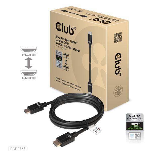 CLUB3D HDMI 2.1 MALE TO HDMI 2.1 MALE ULTRA HIGH SPEED 10K 120HZ 3M/ 9.84FT-0