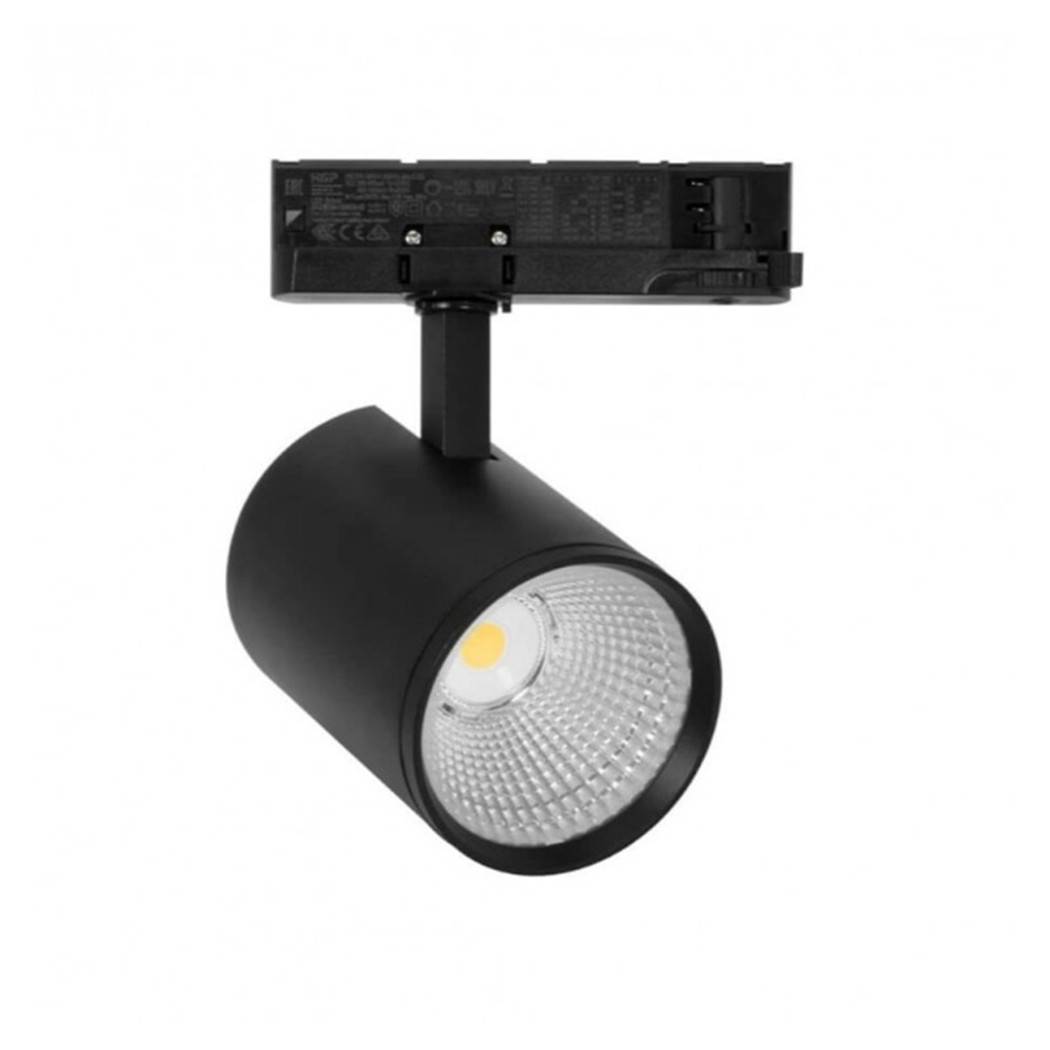 Faretto Led Per Binario Trifase 30w Lampada Orientabile Luce Naturale Calda Ip20 Gd19c20 - Nero-Bianco Caldo --0