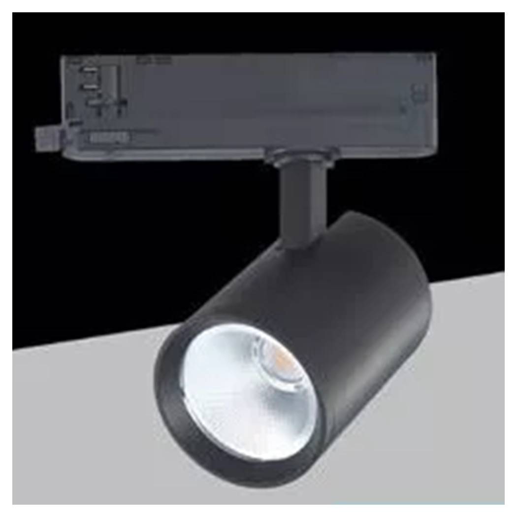 Faretto Led Per Binario Trifase 30w Lampada Orientabile Luce Naturale Calda Ip20 Gd19c20 - Nero-Bianco Caldo --2