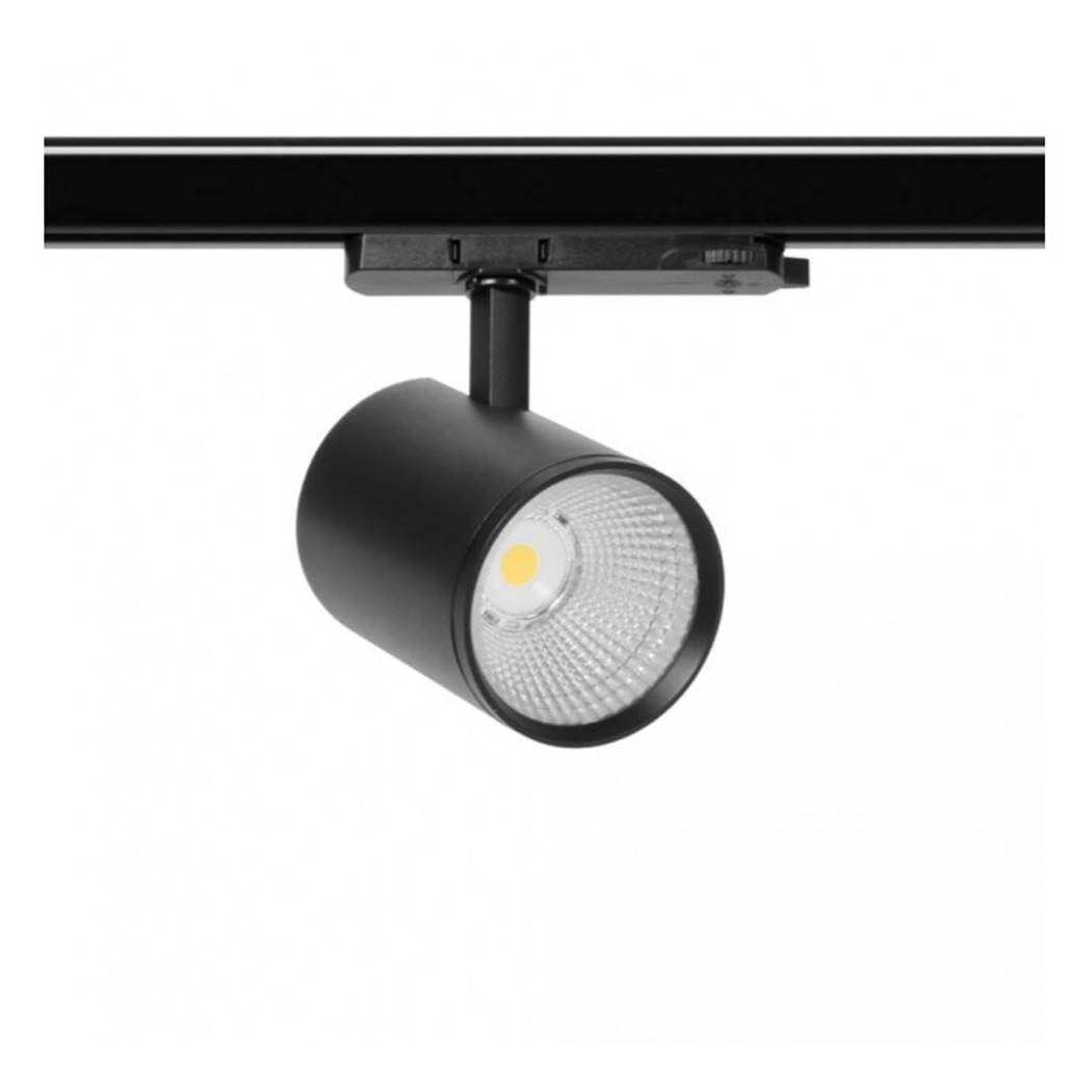 Faretto Led Per Binario Trifase 30w Lampada Orientabile Luce Naturale Calda Ip20 Gd19c20 - Nero-Bianco Caldo --3