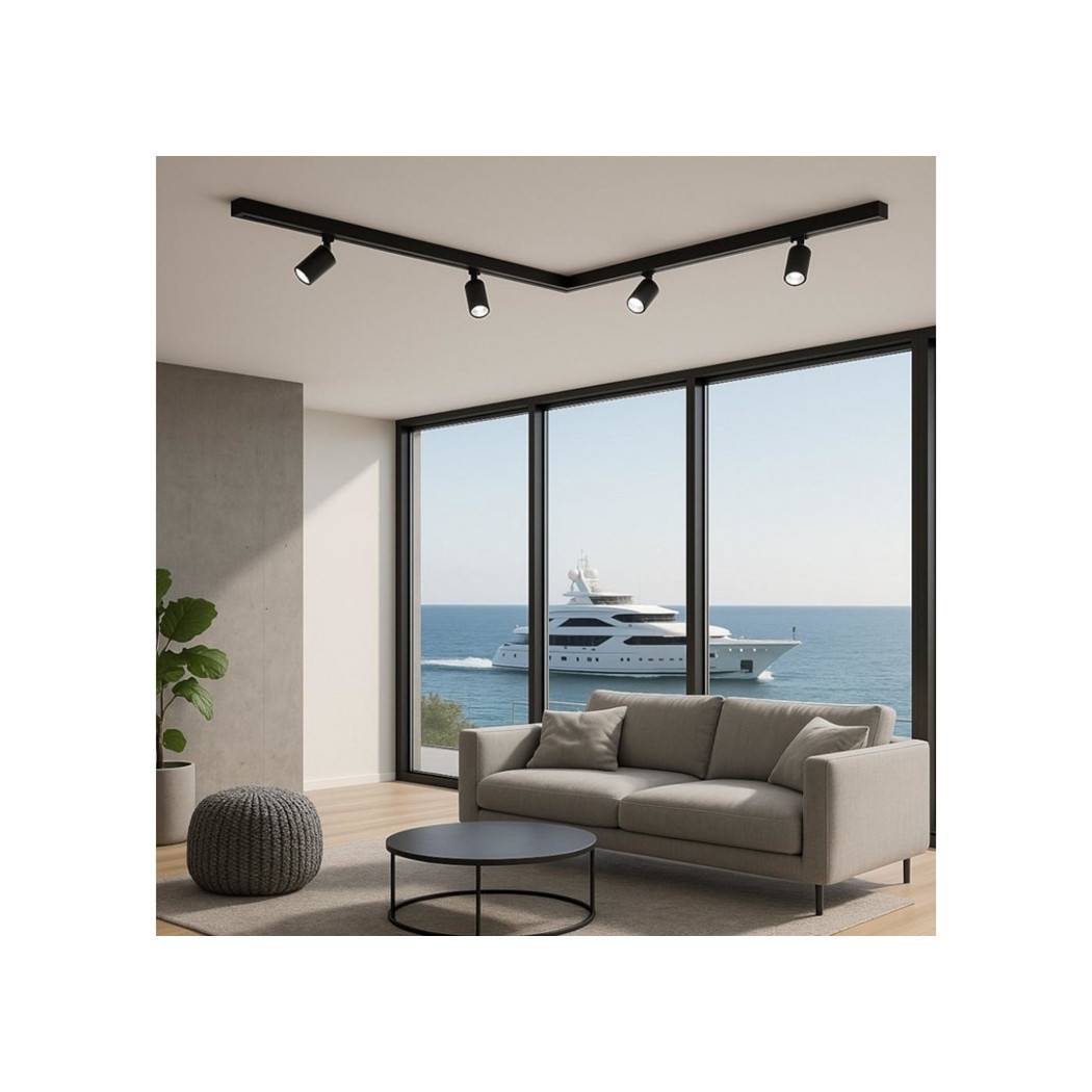 Faretto Led Per Binario Trifase 30w Lampada Orientabile Luce Naturale Calda Ip20 Gd19c20 - Nero-Bianco Caldo --4