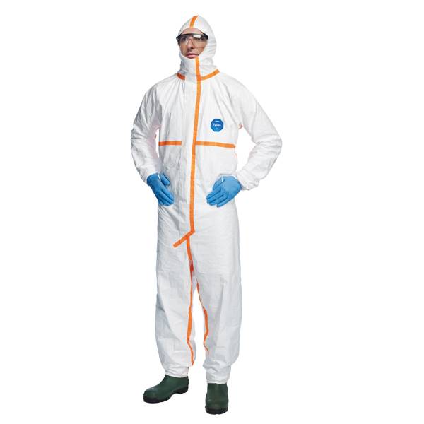 Tuta Tyvek 800J - con nastrature arancioni - taglia XXL - bianco - Dupont-0