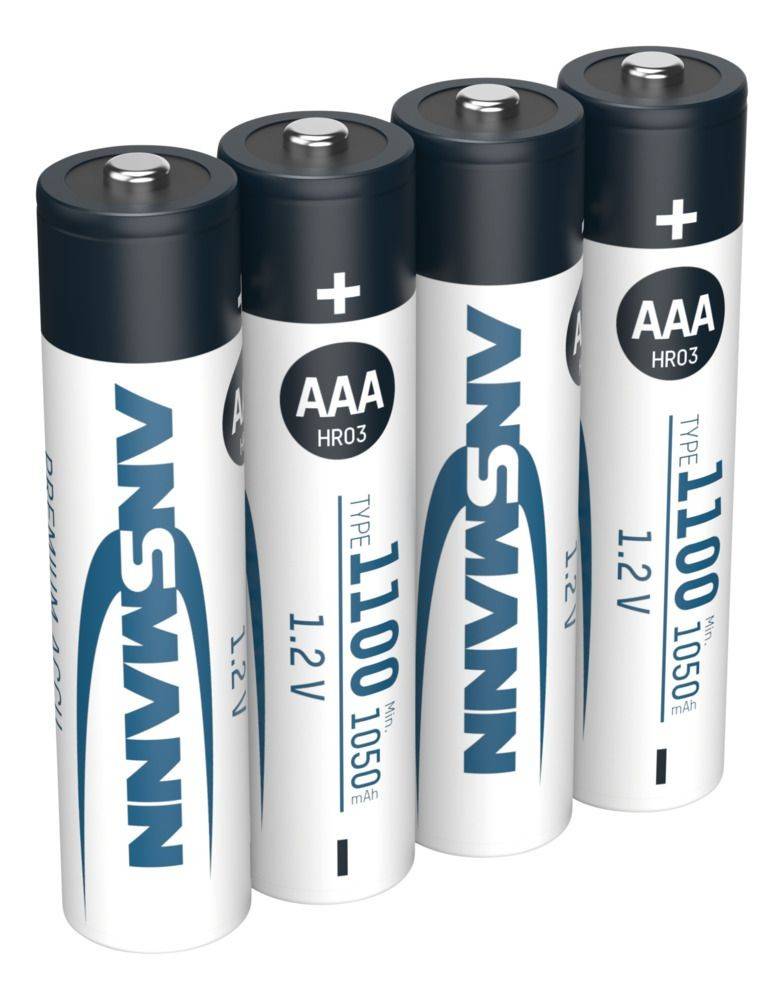 Batteria Ansmann NiMH Micro AAA tipo 1100, min. 1050 mAh, 1,2 Volt, confezione da 4, inclusa scatola portabatterie,...-1